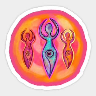 Triple Goddesses Abstract Female Icons Sticker